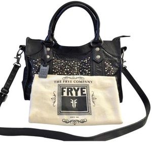 FRYE Deborah black leather studded bag